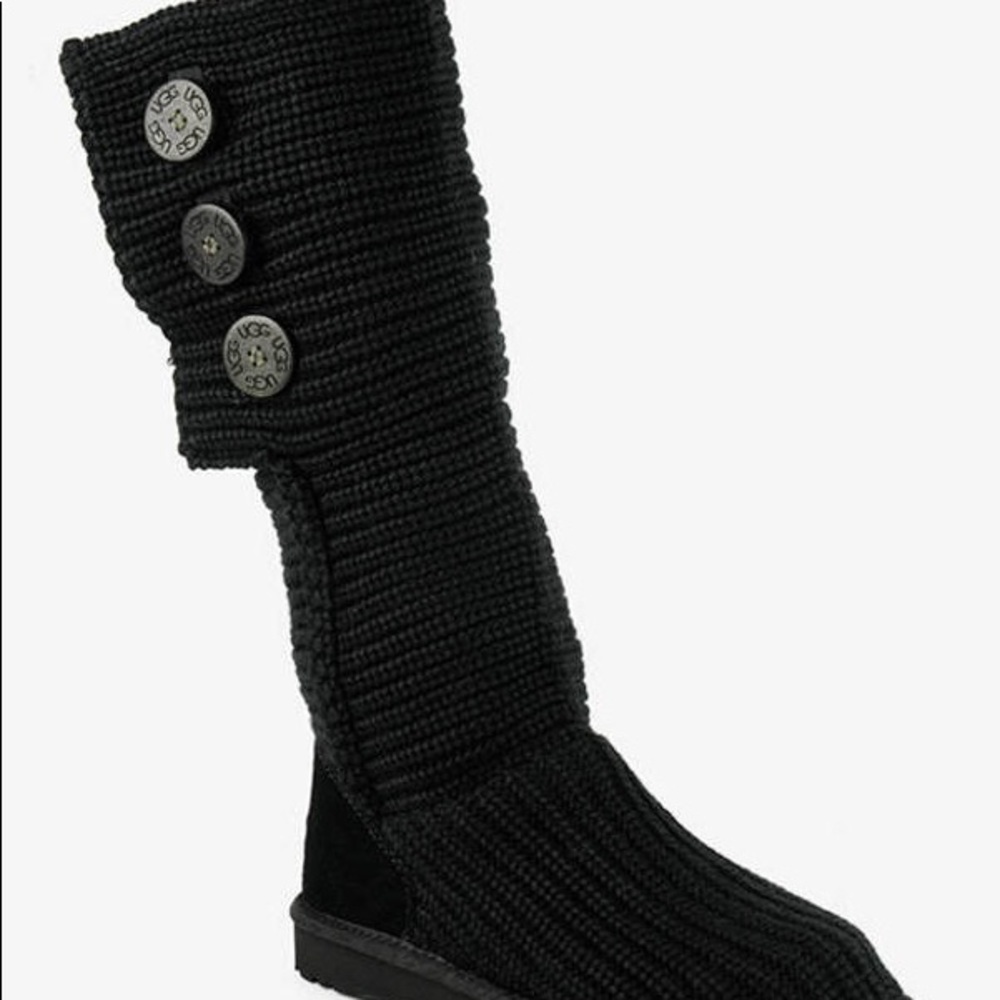 UGG Black Knit Button Boots